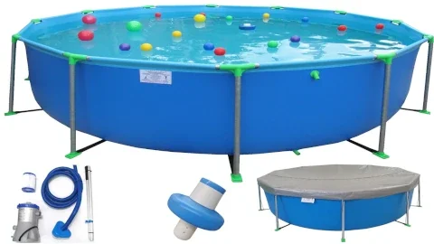 COMBO 6  [ incluye: 1 pileta 302 - R-100 + filtro-barrefondo/cubrepiletas/boya-cloro ]